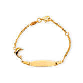 Baby Kinder Gelbgold ID-Armband mit Delfin & Gratis Gravur - GB-894/18
